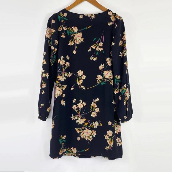 Honey Punch for Lulus Navy Floral Print Long Sleeve Shift Mini Dress NWOT - Picture 3 of 9